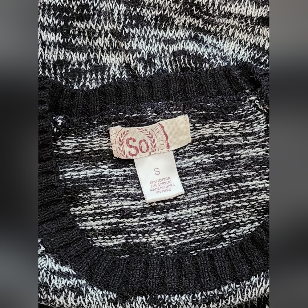 Black + White Knit Sweater Top - Picture 3 of 3